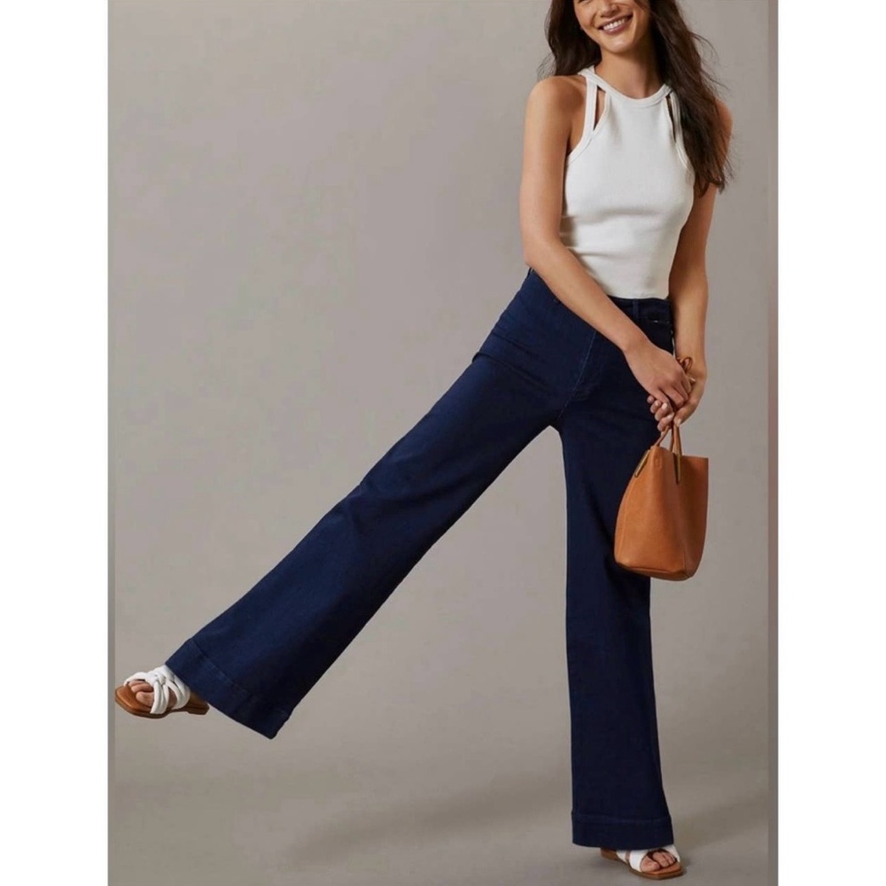 Pilcro Dark Blue Wide-Leg Jeans